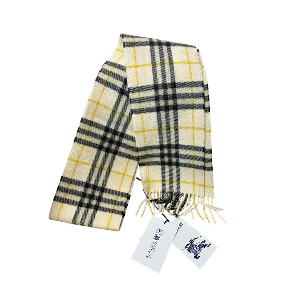 Burberry Yellow and Green Plaid cashmere scarf NWT